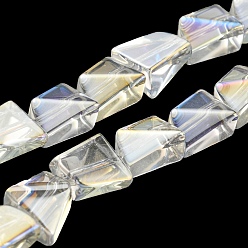 Clear AB AB Color Plated Electroplate Transparent Glass Beads Strands, Faceted Polygon, Clear AB, 8x7x5mm, Hole: 1mm, about 80pcs/strand, 25.04 inch(63.6cm)