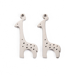 Stainless Steel Color 304 Stainless Steel Pendants, Laser Cut, Giraffe, Stainless Steel Color, 22.5x9x1mm, Hole: 0.9mm