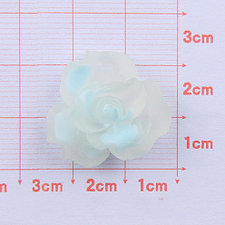 Cyan Opaque Resin Cabochons, Frosted, Flower, Cyan, 24mm