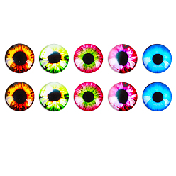 Mixed Color Craft Glass Doll Eyes, Stuffed Toy Eyes, Half Round, Mixed Color, 15x5mm, 10pcs/set