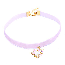 Pink Cute Pink Ribbon Pony Necklace - Fashionable Animal Lock Collar for Women.