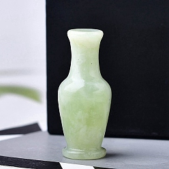 Xiuyan Jade Natural Xiuyan Jade Carved Healing Vase Figurines, Reiki Energy Stone Display Decorations, 48x20mm