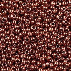 Dark Goldenrod 8/0 Grade A Round Glass Seed Beads, Dyed, Sienna, 3x2mm, Hole: 1mm, about 10000pcs/pound