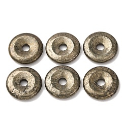 Пирит Натуральный пирит подвески, Подвески с большими отверстиями, подвеска в виде пончика/пи-диска, 25x5 мм, отверстие : 5 мм