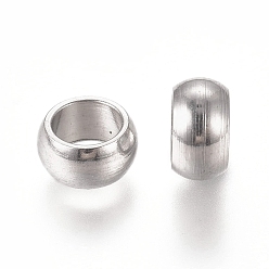 Stainless Steel Color 201 Stainless Steel Spacer Beads, Flat Round, Stainless Steel Color, 6x3mm, Hole: 4mm