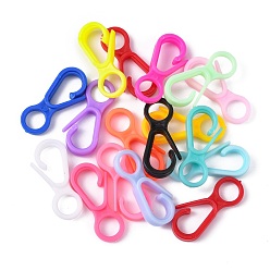 Mixed Color Plastic Lobster CLaw Clasps, Mixed Color, 33x15.5x4.5mm, Hole: 7.5mm