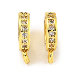 Настоящее золото 18K Латунные поручни из кубического циркония, петля под залог, долговечный, без свинца и без кадмия, плоско-круглые, реальный 18 k позолоченный, 8.5x6x2 мм, отверстия : 3.5 mm и 1 мм