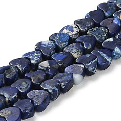 Prussian Blue Synthetic Regalite/Imperial Jasper/Sea Sediment Jasper Beads Strands, Dyed, Heart, Prussian Blue, 5x6x3~3.5mm, Hole: 1.2mm, about 81~84pcs/strand, 15.94~16.26 inch(40.5~41.3cm)