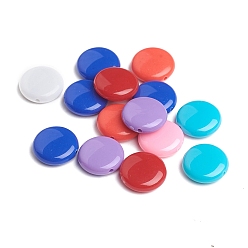 Mixed Color Solid Colour Acrylic Beads, Flat Round, Mixed Color, 14x5mm, Hole: 1mm, 700pcs/500g