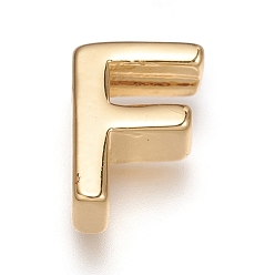 Letter F Brass Charms, Long-Lasting Plated, Real 18K Gold Plated, Letter.F, F: 8.5x6x3mm, Hole: 1.6mm
