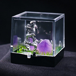 Аметист Скопление натурального аметиста и коробка для образцов минералов для моделирования шахтеров, украшения для микропейзажа из необработанного камня, коробка: 34x36 мм