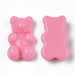 Ярко-Розовый Непрозрачные акриловые бусины, медведь, ярко-розовый, 18x11x7 мм, отверстие : 1.6 мм