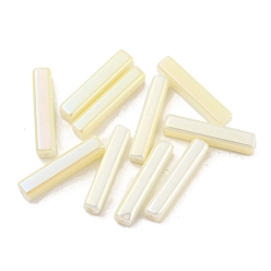 Beige Electroplate Glass Beads, Faceted, Rectangle, Beige, 19.5~20x4x4mm, Hole: 1mm