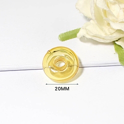Gold Handmade Lampwork Pendants, Anti Leaking Perfume Bottle Pendant, Jade Donut Shape Charm, Gold, 20x20mm