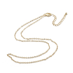 Real 18K Gold Plated Brass Cable Chain Necklaces, Long-Lasting Plated, Real 18K Gold Plated, 16.34 inch(41.5cm)