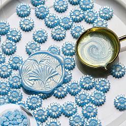 Light Blue Sealing Wax Particles, for Retro Seal Stamp, Sunflower, Light Blue, 70x32mm