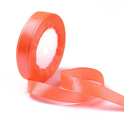 Orange Red Single Face Solid Color Satin Ribbon, for Gift Packaging, Party Decoration, Orange Red, 3/8 inch(9~10mm), about 25yards/roll(22.86m/roll), 10rolls/group, 250yards(228.6m/group)