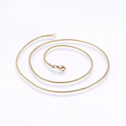 Golden 304 Stainless Steel Snake Chain Necklaces, with Lobster Claw Clasps, Golden, 19.7 inch(50cm) , 1.5mm