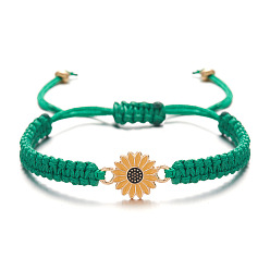 Green Handmade Sunflower and Daisy Couple Bracelet, Fashionable Handcrafted Friendship Bracelet