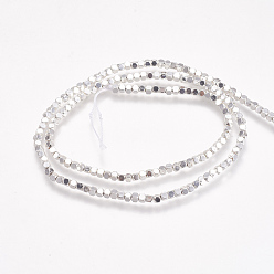 Silver Plated Electroplate Non-magnetic Synthetic Hematite Beads Strands, Faceted, Square, Silver Plated, 2x2.5x2.5mm, Hole: 0.5mm, about 170~180pcs/strand, 16 inch