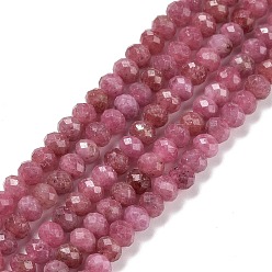 Rhodochrosite Natural Rhodochrosite Beads Strands, Faceted, Rondelle, 4x3mm, Hole: 0.7mm, about 130pcs/strand, 15.35 inch(39cm)