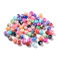 Mixed Color Imitation Gemstone Acrylic Beads, Two Tone, Round, Mixed Color, 9.5x8.5mm, Hole: 2.8mm, about 1162pcs/500g
