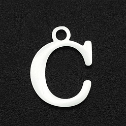 Letter C 201 Stainless Steel Charms, Laser Cut, Letter, Stainless Steel Color, Letter.C, 12x9x1mm, Hole: 1.5mm