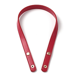 Red PU Leather Bag Handles, with Iron Snap Button, Red, 62x1.95x0.6cm