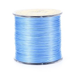 Sky Blue Flat Japanese Crystal Elastic Stretch Thread, for Bracelets Gemstone Jewelry Making Beading Craft, Sky Blue, 0.5mm, about 328 yards(300m)/roll