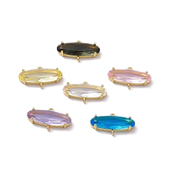 (52) Непрозрачная лаванда Подвески из латуни с покрытием для стойки, со стеклом, без кадмия, без никеля и без свинца, долговечный, реальный 18 k позолоченный, овальные связи, разноцветные, 11.5x21x4.5 мм, отверстие : 1.2 мм