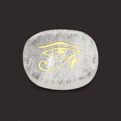 Quartz Crystal Natural Quartz Crystal Cabochons, Oval with Egyptian Eye of Ra/Re Pattern, Religion, 25x20x6.5mm