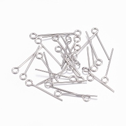 Stainless Steel Color 304 Stainless Steel Eye Pins, Stainless Steel Color, 18mm, Hole: 2mm, Pin: 0.6mm