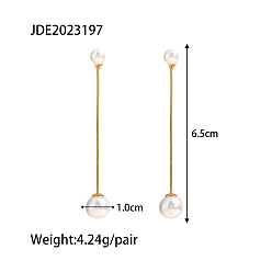 JDE2023197 Fashionable Pearl Drop Earrings with Ball Pendant and Tassel, Long Dangling Style for Women's Ear Decoration