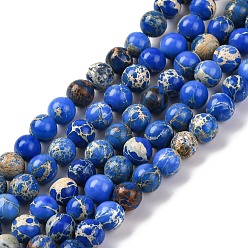 Королевский синий Нити бусин из окрашенного натурального регалита/императорской яшмы/морского осадка яшмы, круглые, королевский синий, 6 мм, отверстие : 1.2 мм, около 32 шт / нитка, 7.68'' (19.5 см)