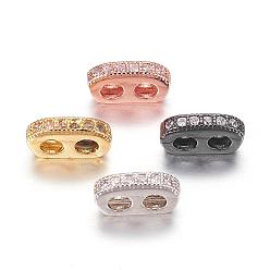 (52) Непрозрачная лаванда Латунные микро проложить кубического циркония многожильных ссылки, прямоугольные, разноцветные, 5x9x2 мм, отверстие : 2.5 мм