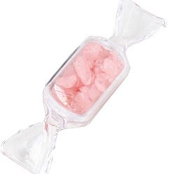 Quartz Rose Puce de quartz rose naturel brut dans des décorations d'affichage de boîte à bonbons en plastique, ornement en pierre d'énergie reiki, 80mm