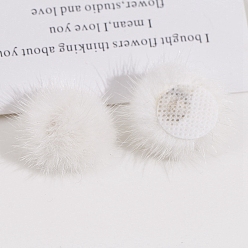 White Faux Mink Fur Pompoms, Plush Ball, DIY Ornament Accessories for Shoes Hats Clothes, White, 30mm