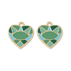 Темный Морско-зеленый Стойки обшивки сплава эмали подвески, без кадмия, без никеля и без свинца, шарма сердца, темно-зеленый, 27x25x2 мм, отверстие : 2 мм