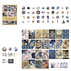 Planet Scrapbook Paper and Sticker Kit, for DIY Album Scrapbook, Background Paper, Diary Decoration, Planet, 60~90x60~100mm, 100pcs/set