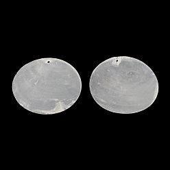 WhiteSmoke Flat Round Capiz Shell Pendants, WhiteSmoke, 50x0.5~1mm, Hole: 2mm
