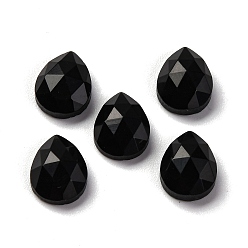 Обсидиан Природные обсидиановые кабошоны, граненые, слеза, 10x8x4.5 мм