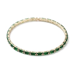 Зеленый Браслеты-манжеты из настоящей позолоченной латуни 18k, с прямоугольником фианитами, зелёные, внутренний диаметр: 2-1/8 дюйм (5.5 см)