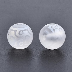 Clear Electroplate Glass Beads, Frosted, Round, Clear, 10mm, Hole: 1.5mm, about 200pcs/bag