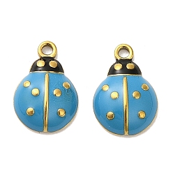 Небесно-голубой 304 из нержавеющей стали шармы эмали, ионное покрытие (ip), очарование божьей коровки, золотые, голубой, 12.5x8.5x3 мм, отверстие : 1.2 мм