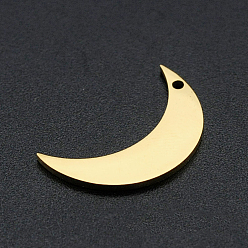 Moon 201 Stainless Steel Pendants, Geometrical Charms, Golden, Moon, 20x12mm