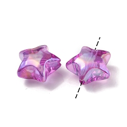 Purple UV Plating Rainbow Iridescent Acrylic Beads, Star, Purple, 18.5x19.5x10.5mm, Hole: 2.9mm