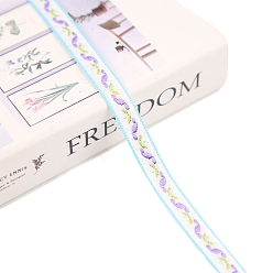 Лиловый 50 ярдов небольшой свежий полиэстеровый цветок жаккардовая лента в этническом стиле, для этнических аксессуаров одежды, сирень, 1/2 дюйм (12 мм)