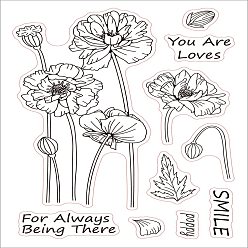 Flower PVC Plastic Stamps, for DIY Scrapbooking, Photo Album Decorative, Cards Making, Stamp Sheets, Floral Pattern, 16x11x0.3cm