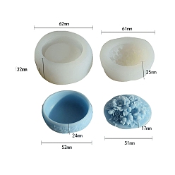 Round Flower Pattern Storage Box Food Grade Silicone Molds, Resin Casting Molds, for UV Resin, Epoxy Resin Craft Making, Round, 62x32mm & 61x25mm