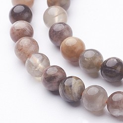 Sunstone Natural Black Sunstone Bead Strands, Round, 5.5~6mm, Hole: 0.5mm, about 63pcs/strand, 14.9 inch(380mm)